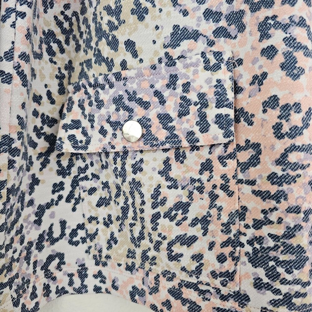 Chico's Weekends Utility Animal Print Zip Up Hoodie Jacket Sz L 16 Casual Active - Picture 2 of 10